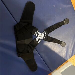 Black Posture Support Brace with Striped Back Detail